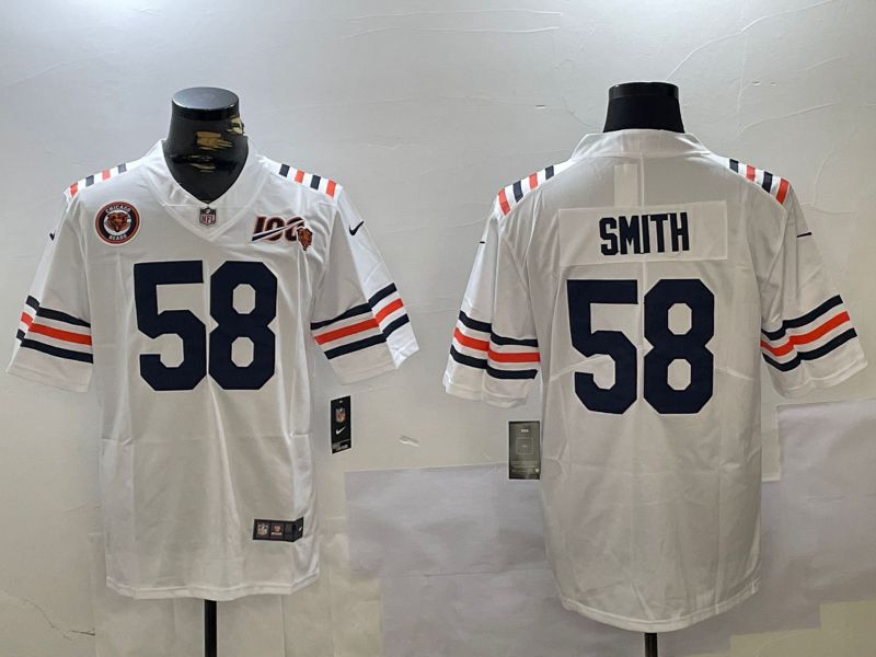 Men Chicago Bears #58 Smith White Throwback 2024 Nike Vapor Limited NFL Jersey style 1